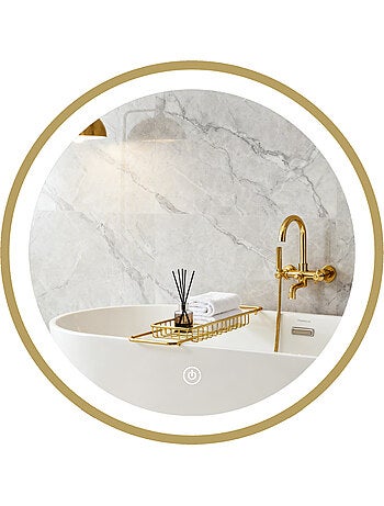 Miroir salle de bain avec éclairage led rond verre doré