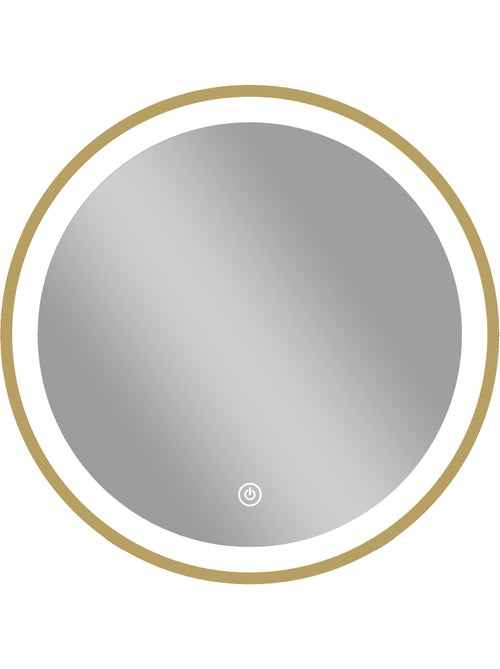 Miroir salle de bain avec éclairage led rond verre doré - Kiabi