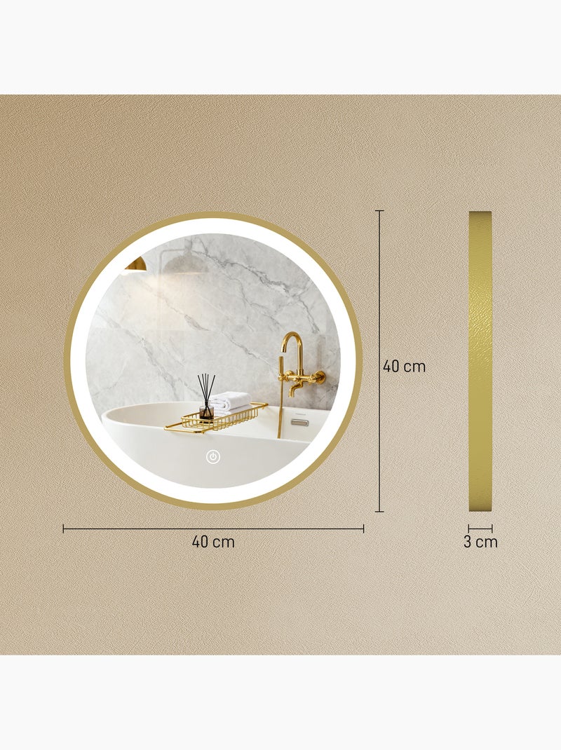 Miroir salle de bain avec éclairage led rond verre doré Jaune - Kiabi