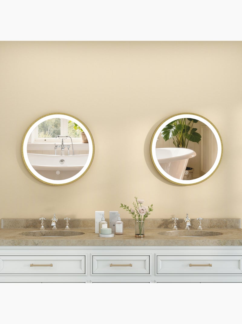 Miroir salle de bain avec éclairage led rond verre doré Jaune - Kiabi