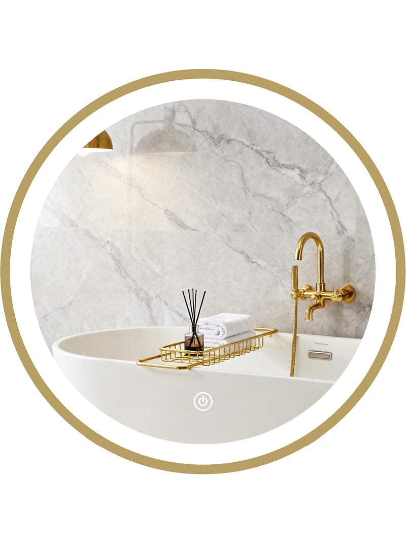 Miroir salle de bain avec éclairage led rond verre doré Jaune - Kiabi