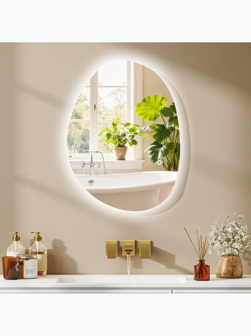 Miroir salle de bain design asymétrique avec éclairage led 70 x 50 cm - Kiabi