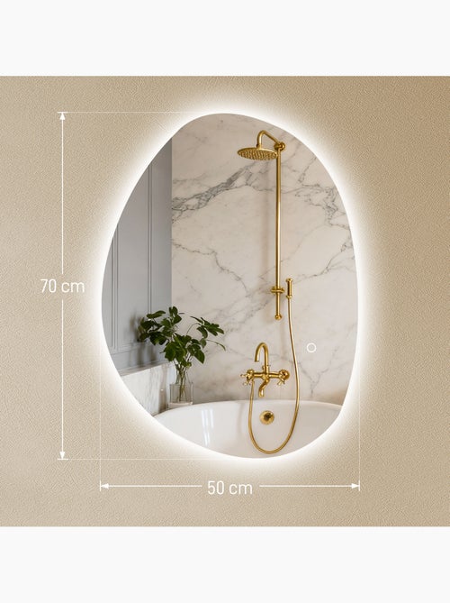 Miroir salle de bain design asymétrique avec éclairage led 70 x 50 cm - Kiabi