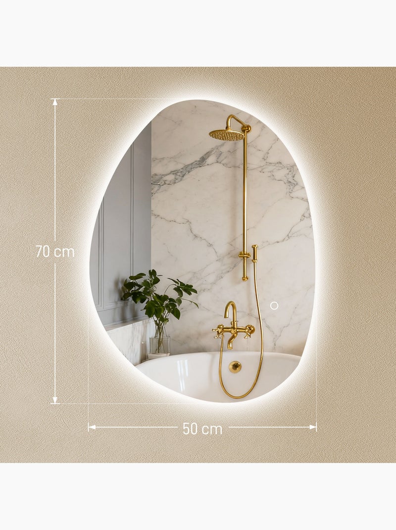 Miroir salle de bain design asymétrique avec éclairage led 70 x 50 cm Gris - Kiabi