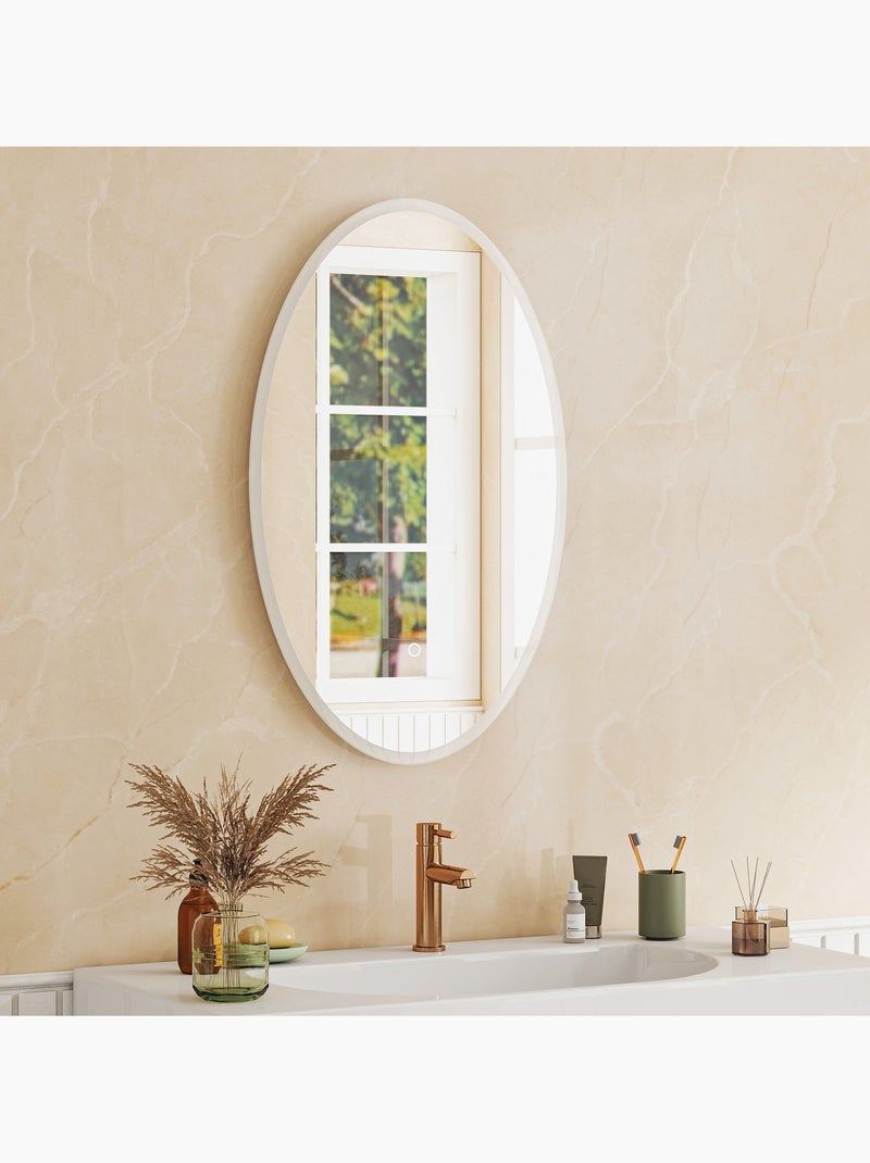 Miroir salle de bain led design ovale 50 x 80 cm anti-buée réglable Gris - Kiabi