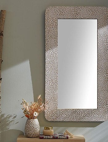 Miroir sculpté motif devant bois MANGO WOOD