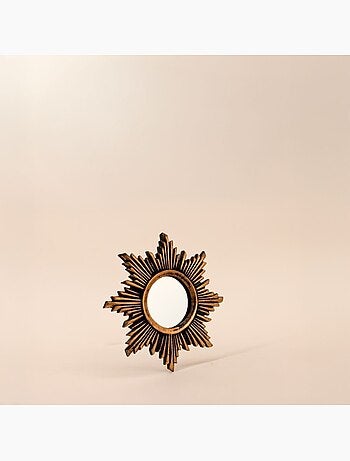 Miroir soleil en résine doré 13cm