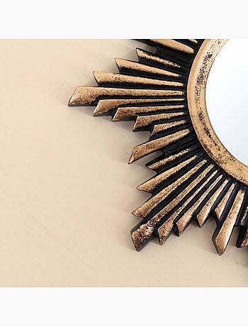Miroir soleil en résine doré 13cm
