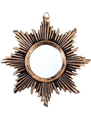Miroir soleil en résine doré 13cm