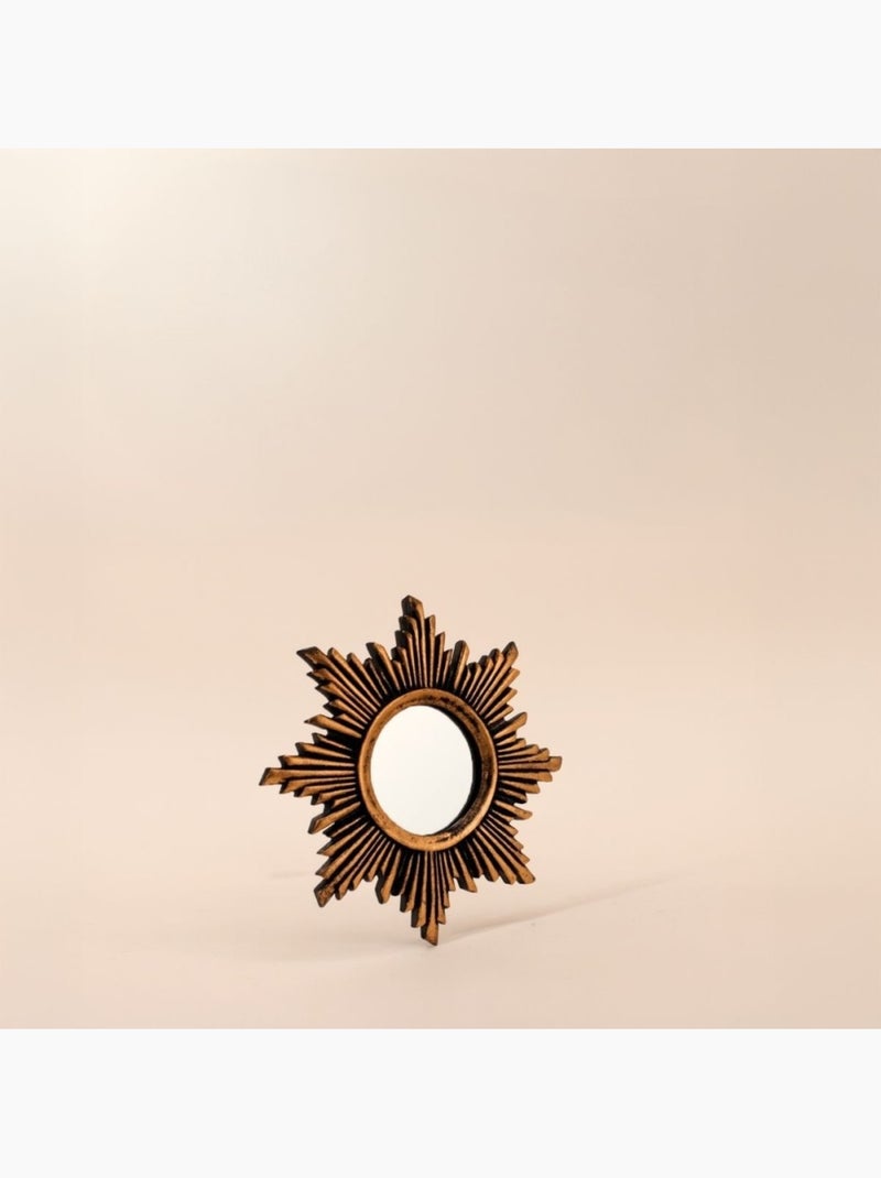 Miroir soleil en résine doré 13cm Doré - Kiabi