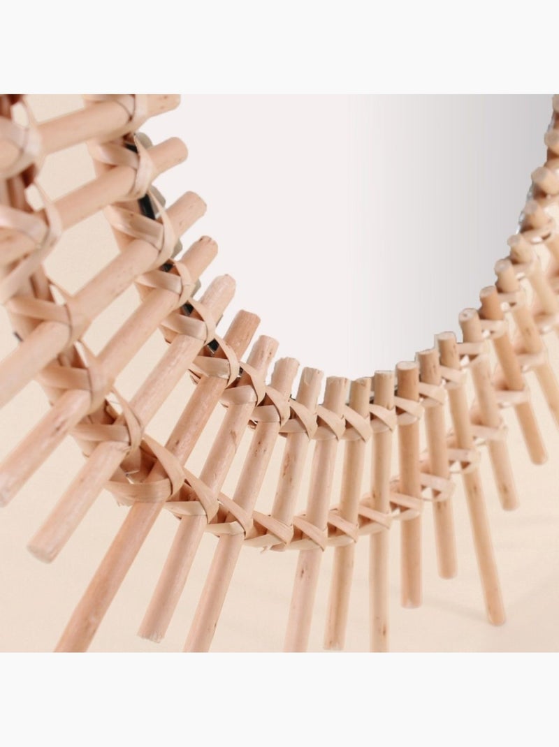 Miroir soleil en rotin 58cm Beige - Kiabi