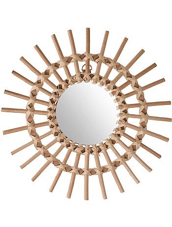 Miroir soleil en rotin tressé 30cm JANE