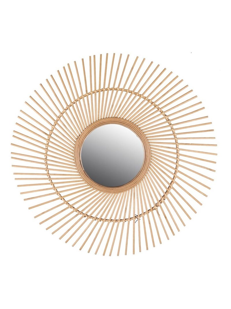 Miroir spirale rotin et bambou D63 Beige - Kiabi