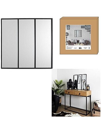 Miroir style verrière en 3 parties en métal