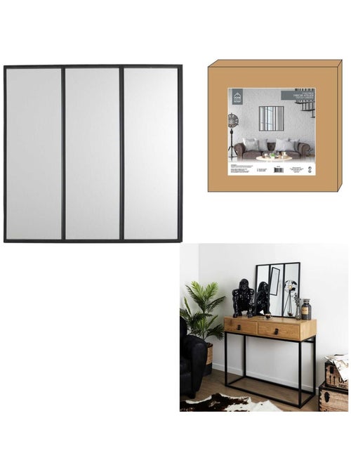 Miroir style verrière en 3 parties en métal - Kiabi
