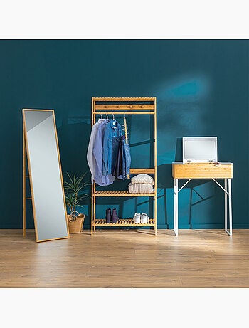 Miroir sur pied en bambou