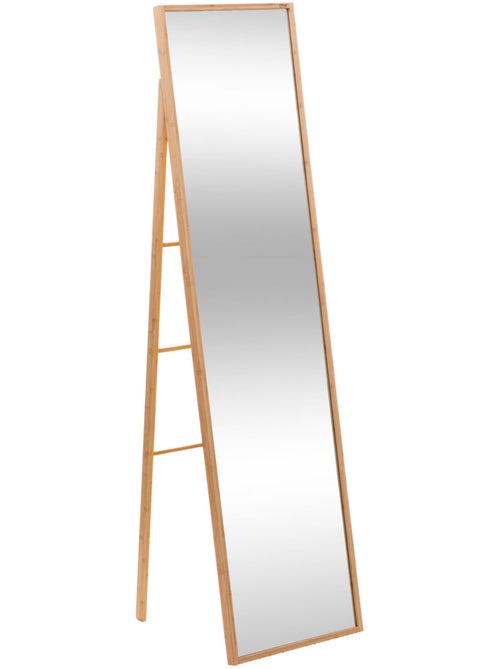 Miroir sur pied en bambou - Kiabi
