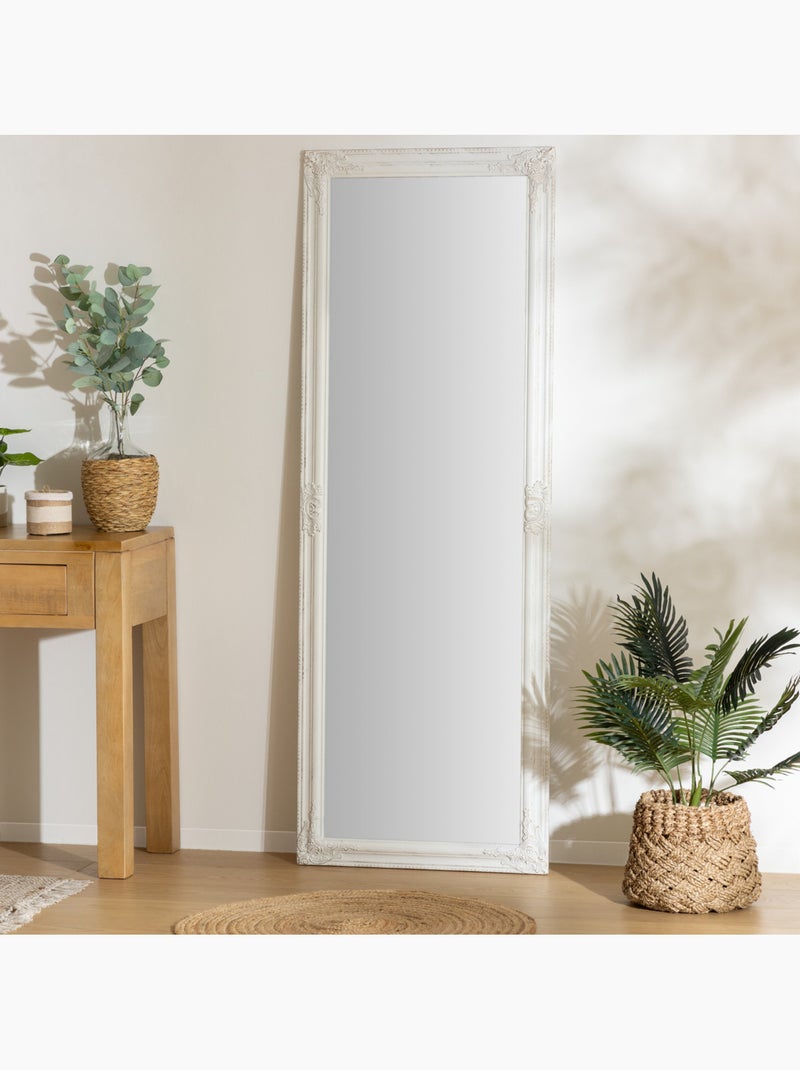 Miroir sur pied en bois blanchi MAYA Blanc - Kiabi