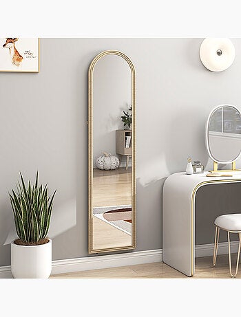 Miroir sur pied et mural pleine longueur 40 x 160 cm cadre pied effet pierre