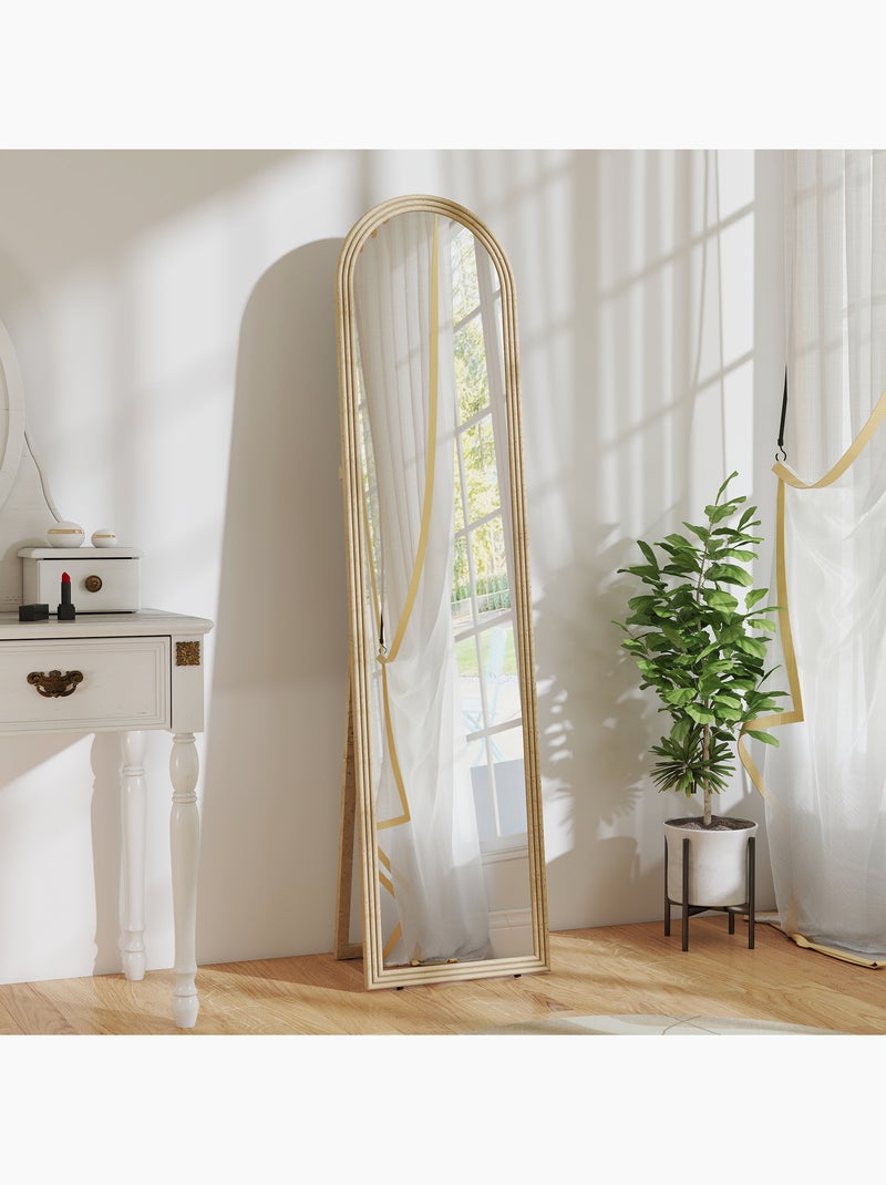 Miroir sur pied et mural pleine longueur 40 x 160 cm cadre pied effet pierre Beige - Kiabi