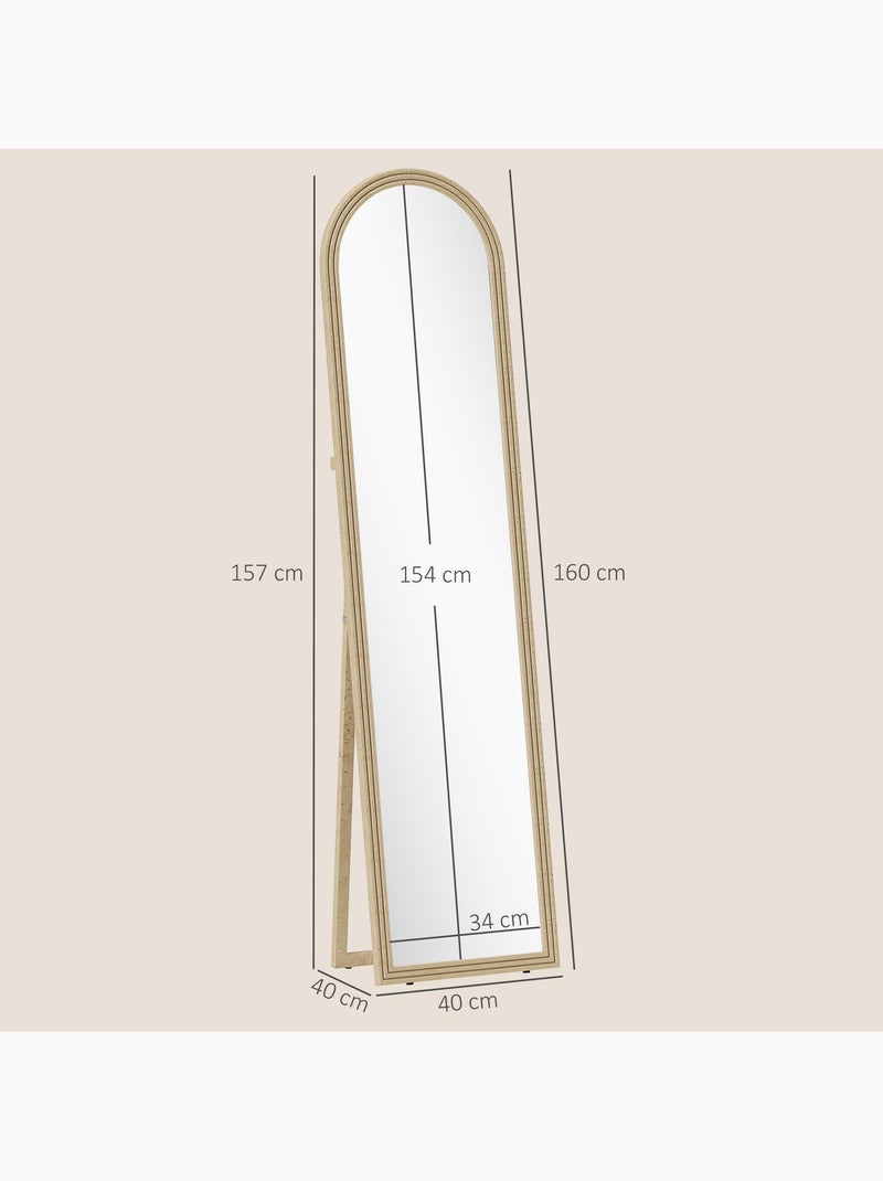 Miroir sur pied et mural pleine longueur 40 x 160 cm cadre pied effet pierre Beige - Kiabi