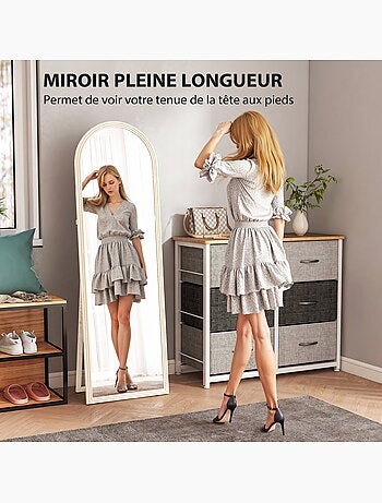 Miroir sur pied et mural pleine longueur 50 x 160 cm cadre pied effet pierre blanc