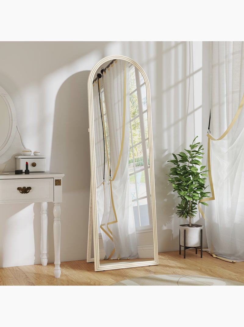 Miroir sur pied et mural pleine longueur 50 x 160 cm cadre pied effet pierre blanc Blanc Blanc - Kiabi