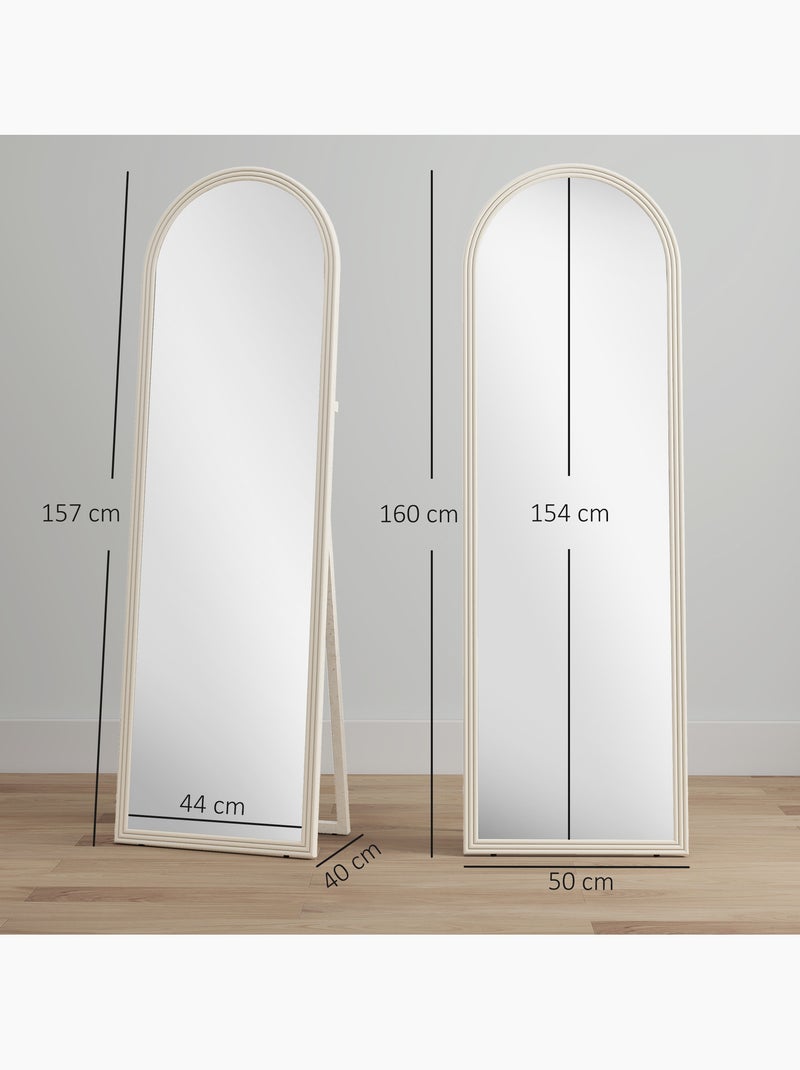 Miroir sur pied et mural pleine longueur 50 x 160 cm cadre pied effet pierre blanc Blanc Blanc - Kiabi
