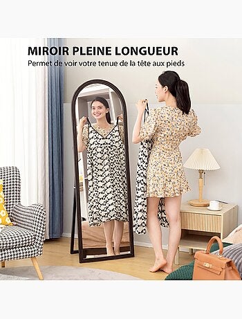 Miroir sur pied et mural pleine longueur 53 x 162 cm cadre pied effet bois