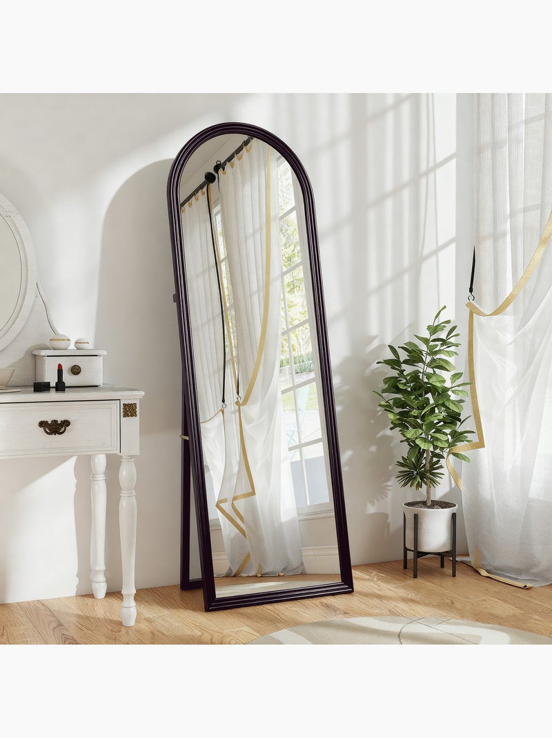 Miroir sur pied et mural pleine longueur 53 x 162 cm cadre pied effet bois Marron - Kiabi