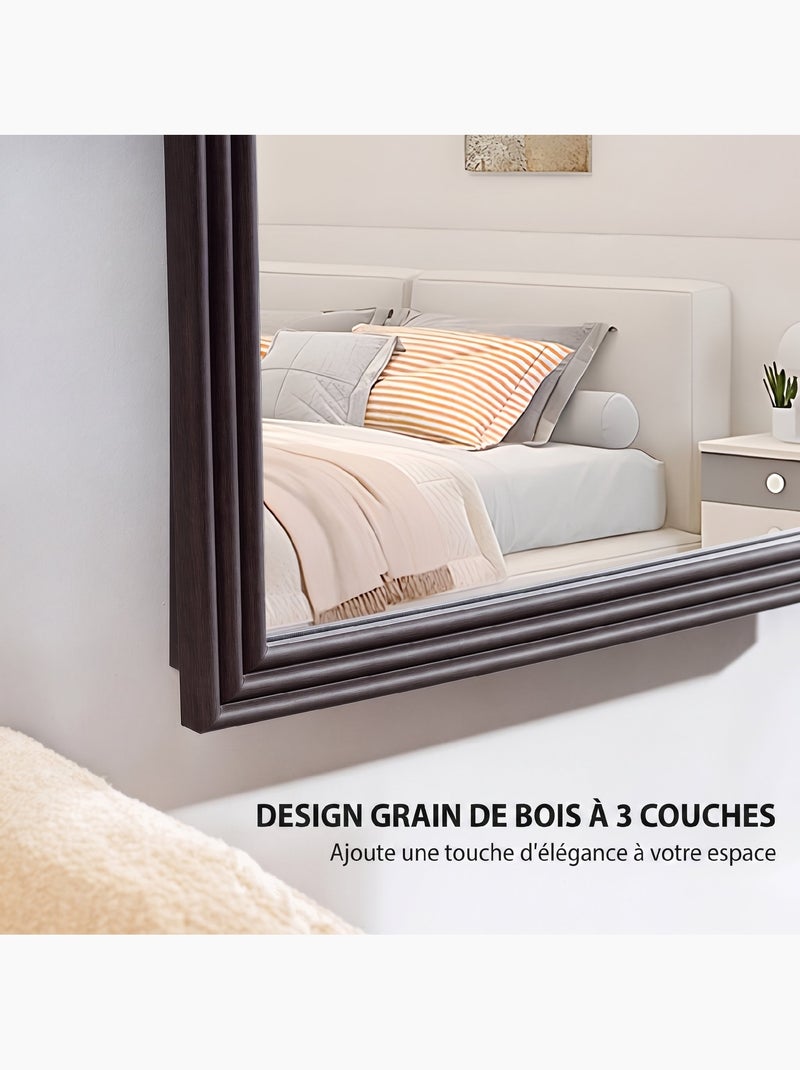 Miroir sur pied et mural pleine longueur 53 x 162 cm cadre pied effet bois Marron - Kiabi