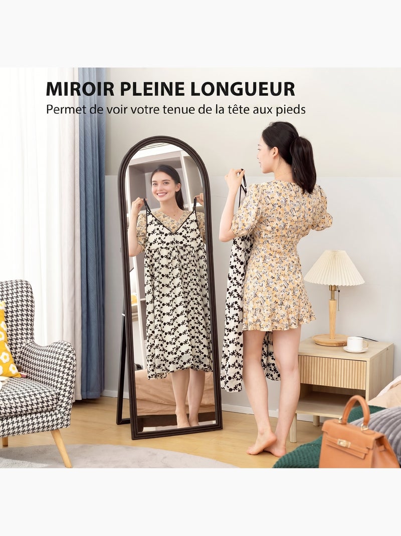 Miroir sur pied et mural pleine longueur 53 x 162 cm cadre pied effet bois Marron - Kiabi