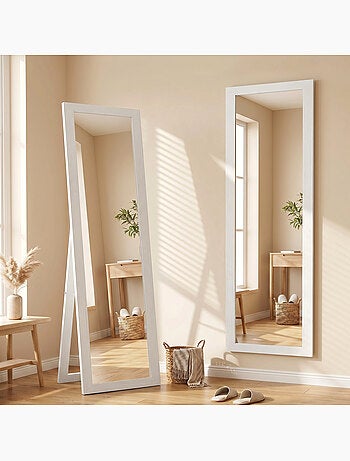 Miroir sur pied et mural rectangulaire aspect bois