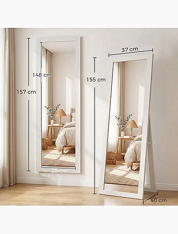 Miroir sur pied et mural rectangulaire aspect bois