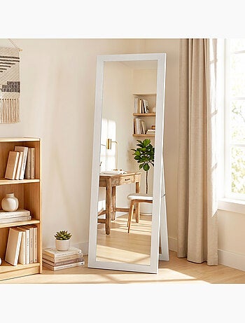 Miroir sur pied et mural rectangulaire aspect bois