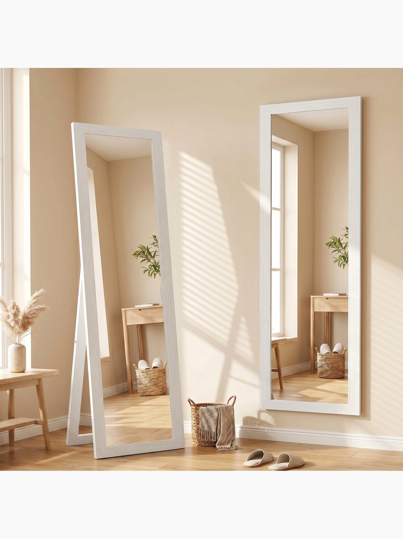 Miroir sur pied et mural rectangulaire aspect bois Blanc Blanc - Kiabi