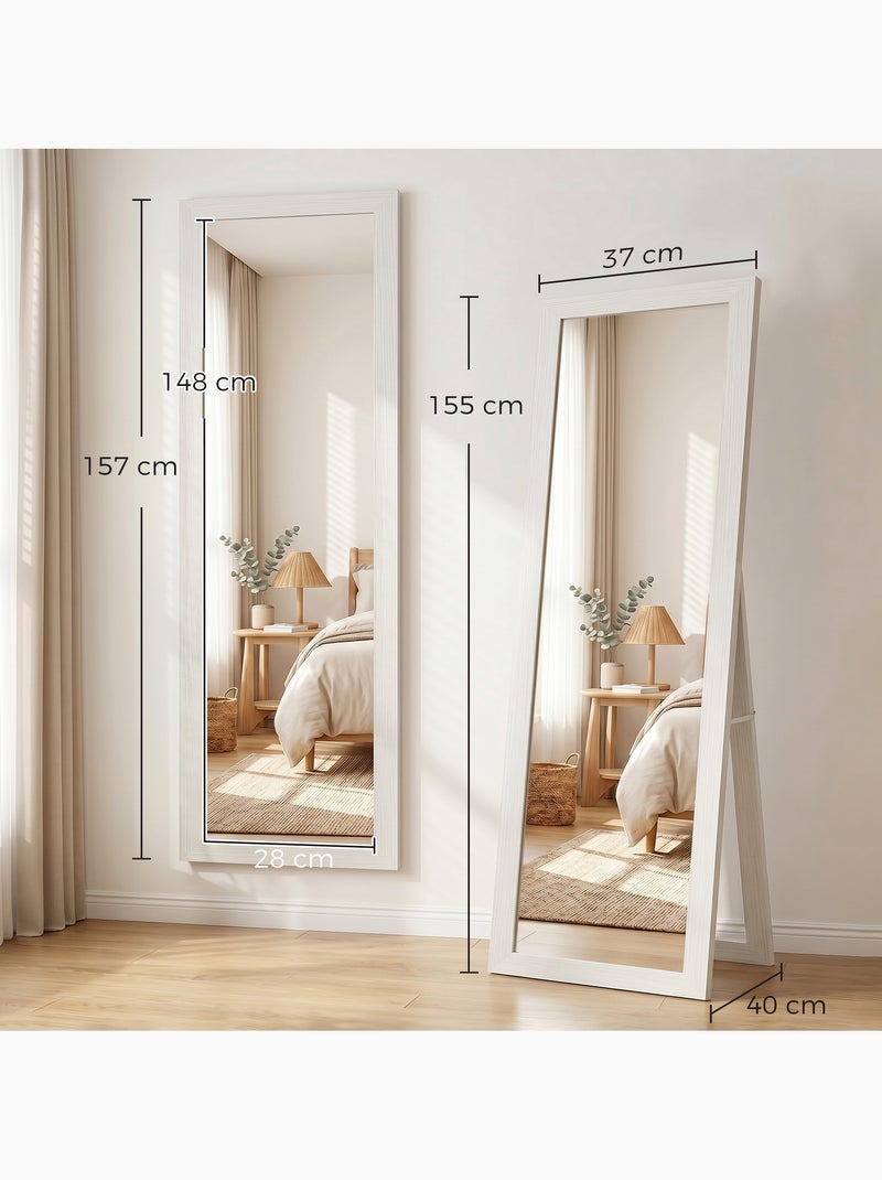 Miroir sur pied et mural rectangulaire aspect bois Blanc Blanc - Kiabi