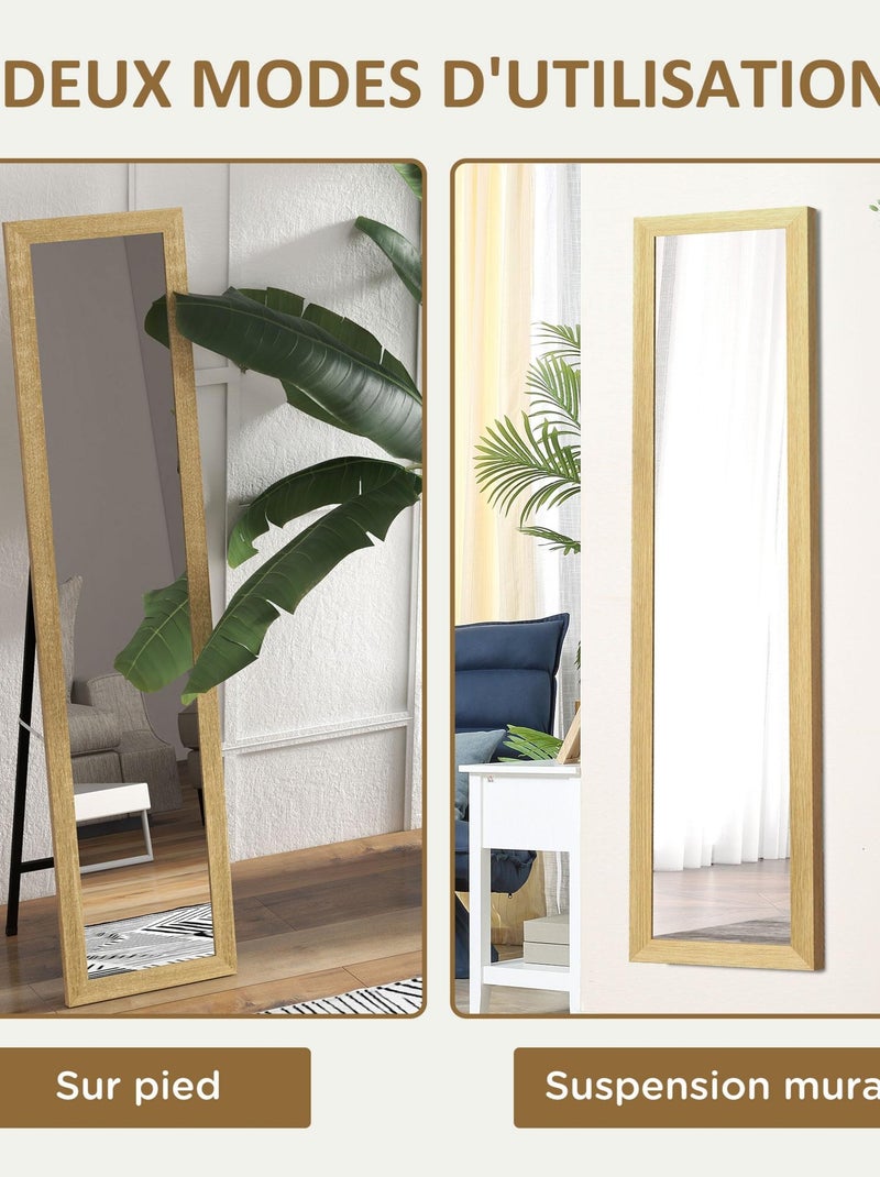 Miroir sur pied et mural rectangulaire Beige - Kiabi