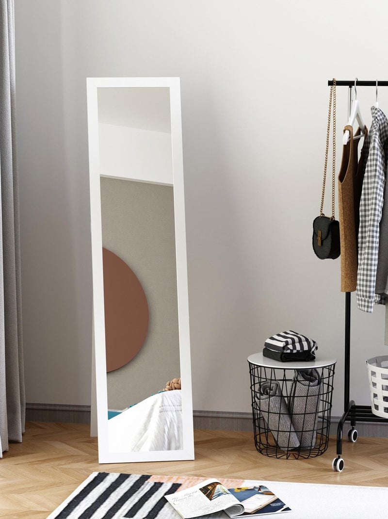 Mirour Mural Vasemouh 150x41cm - Verre Trempé, Support Rond, Blanc - Pour Salon, Chambre, Salle De Bain