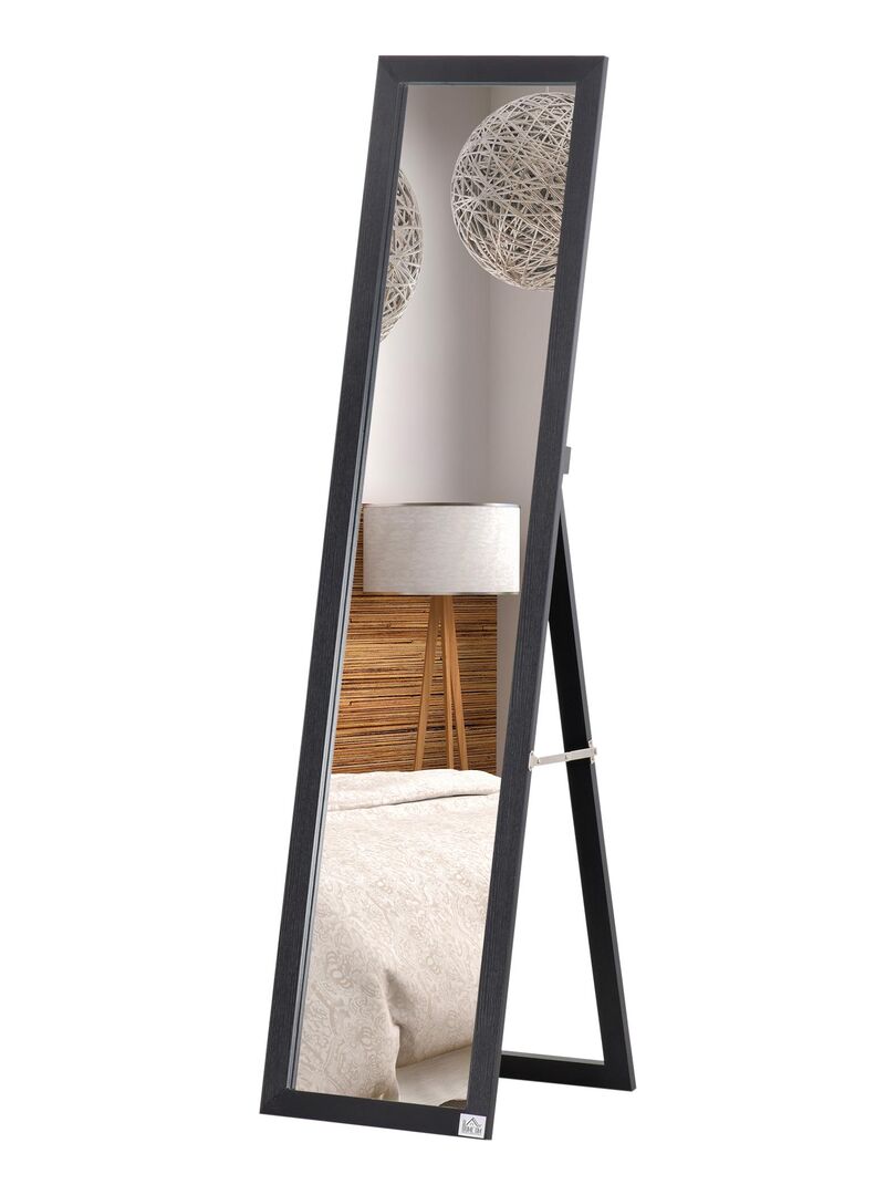 HOMASIS Miroir Plein Pied 2 En 1 Mural Ou Sur Porte - Verre Incassable Avec Cadre Métal - Réglable En Hauteur