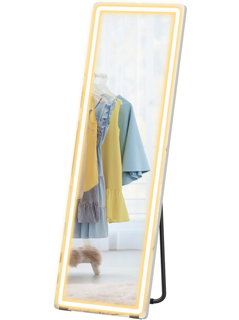 Miroir sur pied led 150 x 50 cm 3 couleurs réglables Blanc Blanc - Kiabi