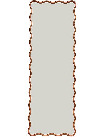 Miroir sur pied organique bois d'hévéa pied en acier 172cm cauline