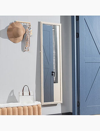 Miroir sur pied ou mural cadre effet travertin