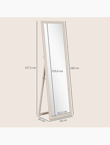 Miroir sur pied ou mural cadre effet travertin