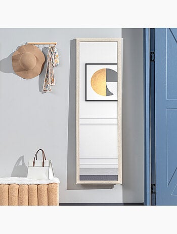 Miroir sur pied ou mural cadre effet travertin