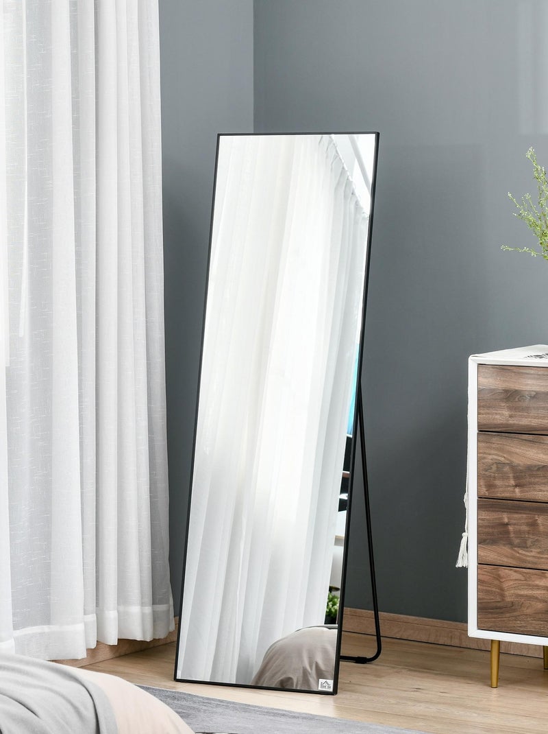 Miroir sur pied ou mural rectangulaire grande taille verre métal noir Noir - Kiabi