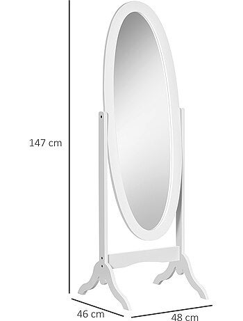 Miroir sur pied ovale