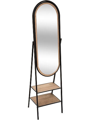 Miroir sur pied pivotant métal et bois MAEL