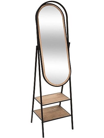 Miroir sur pied pivotant métal et bois MAEL