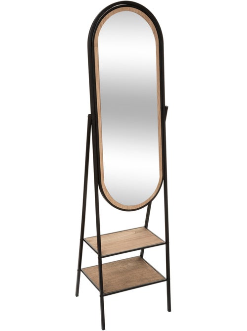 Miroir sur pied pivotant métal et bois MAEL - Kiabi